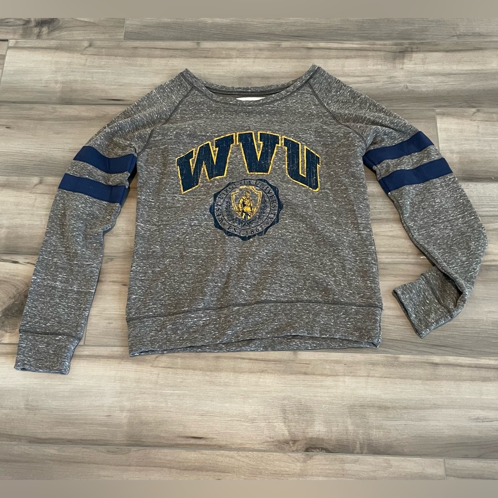 Wvu West Virginia University grey gray gold navy blue womens long sleeve
